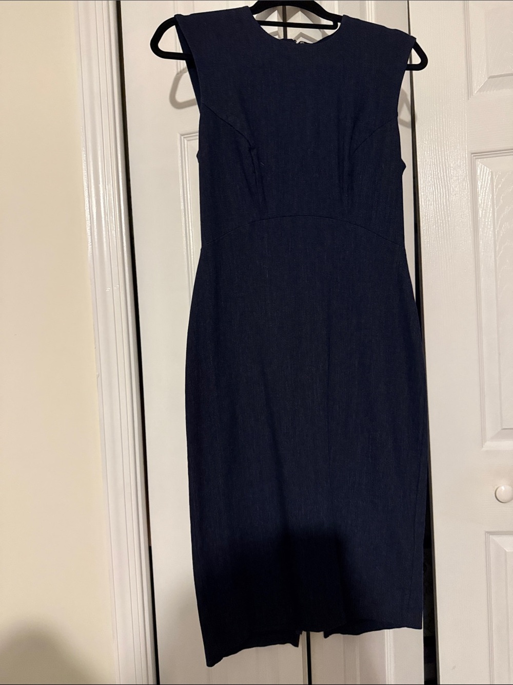 Express Sleeveless Navy Midi Sheath Dress